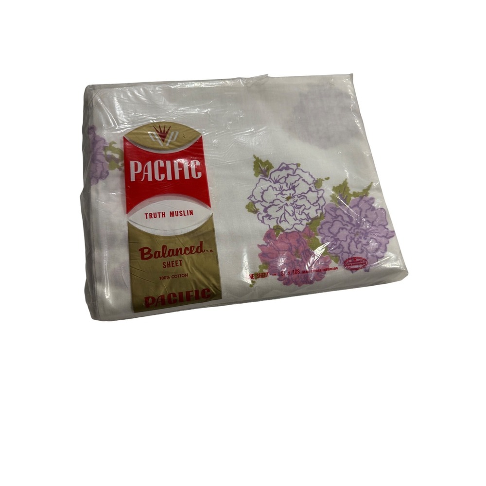 Vintage Pacific‎ Truth Muslin Floral Flat Sheet 100% Cotton 81x108 New Full Size